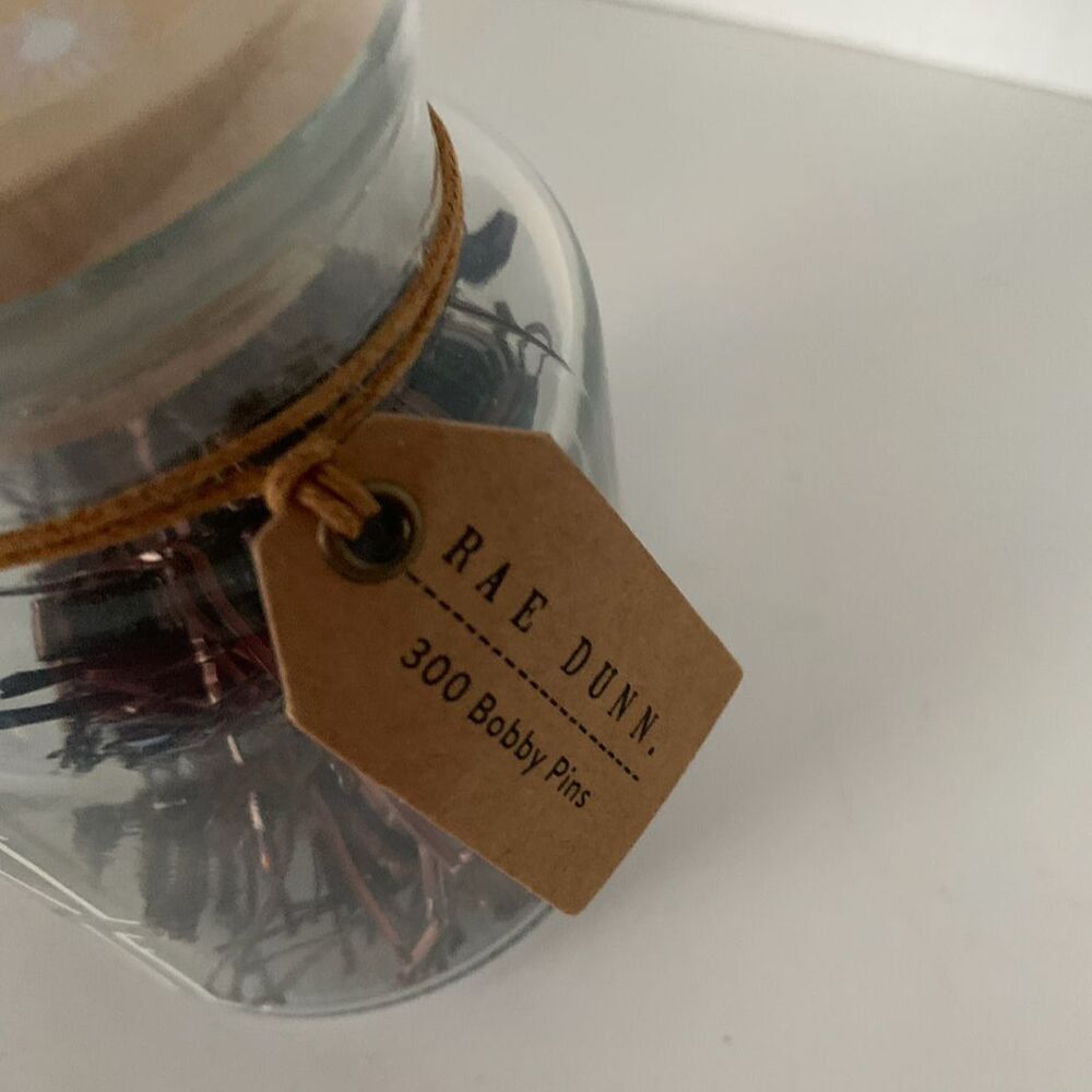 Rae Dunn Glass Jar “Take One” with Bobby Pins Wood Lid Bathroom / Vanity Decor - Picture 4 of 6
